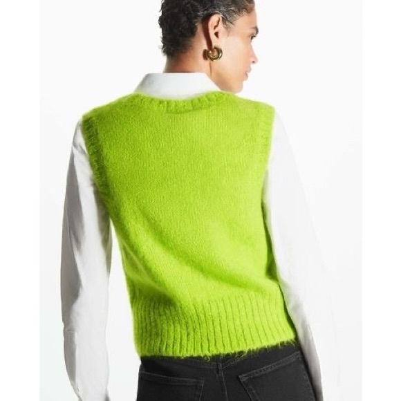 COS Sweater Vest Mohair Knitted Tank Small Lime Green lightweight - Picture 3 of 8